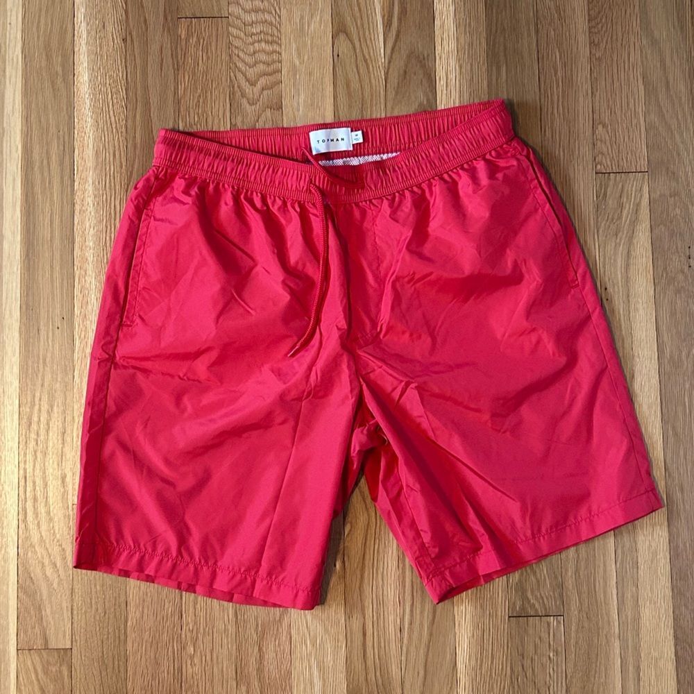 New Topman Men Swim Shorts Swimwear Red Size M